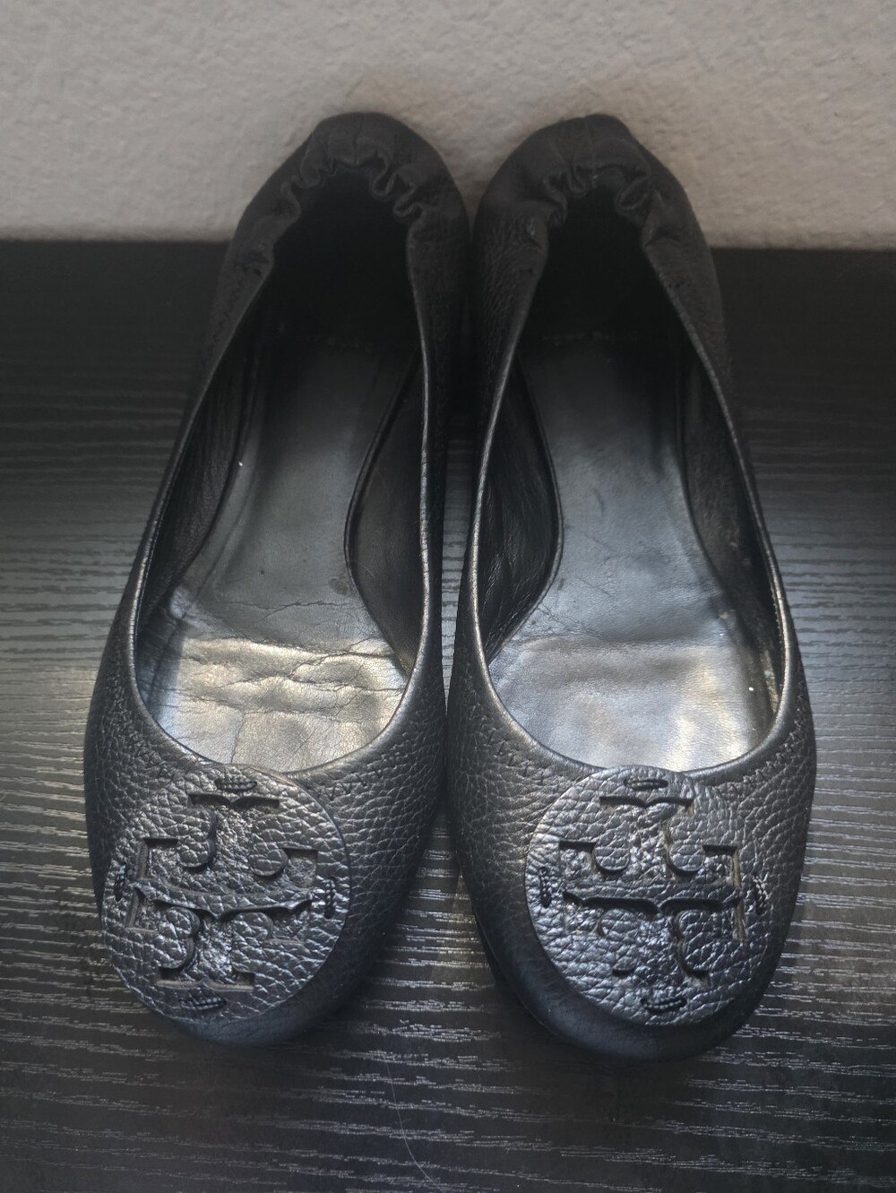 Tory Burch Black Leather Miller Ballet Flats